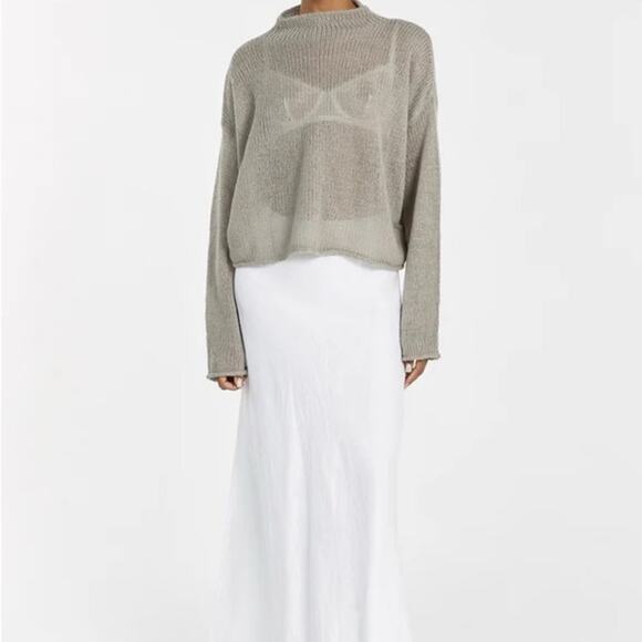 dissh lauren gray sheer knit sweater - Picture 2 of 9